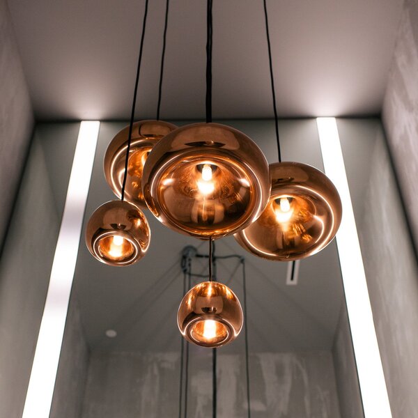 Tom Dixon LED висяща лампа Void mini, мед, Затъмняване, Мед, Дневна/трапезария, Мед, Дизайн