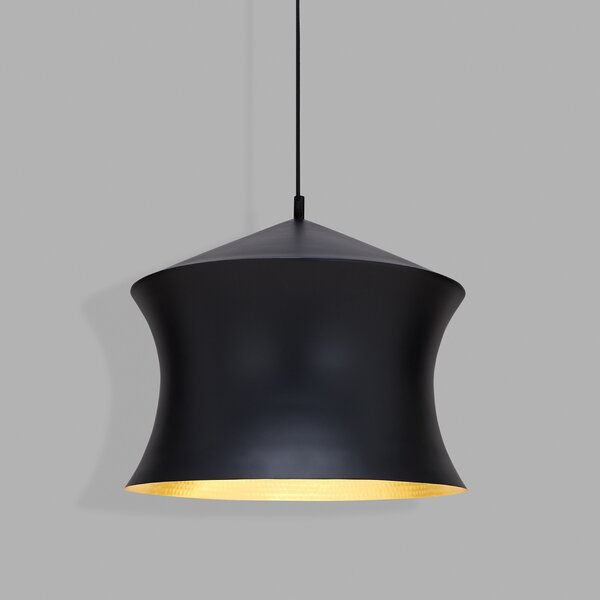 Tom Dixon LED висяща лампа Beat Waist, черна, Ø 41 cm, Затъмняване, Черен, Дневна/трапезария, Месинг, Дизайн