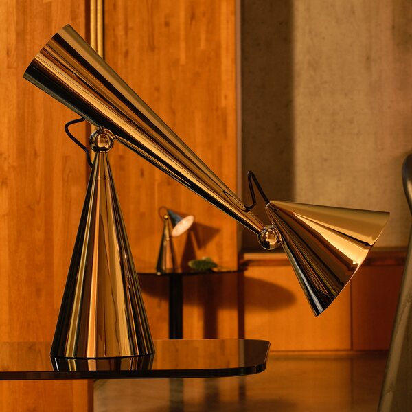 Tom Dixon LED настолна лампа Pose Task Light, златист, 41 см, Затъмняване, Злато / месинг, Дневна/трапезария, Пластмаса, Дизайн
