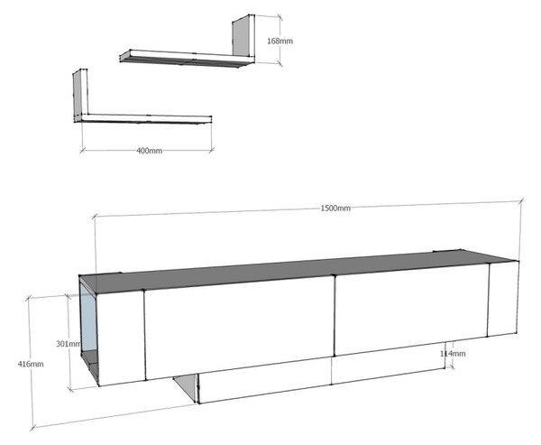 ТВ конзола Матера Орех 150x41.6x31.5 см
