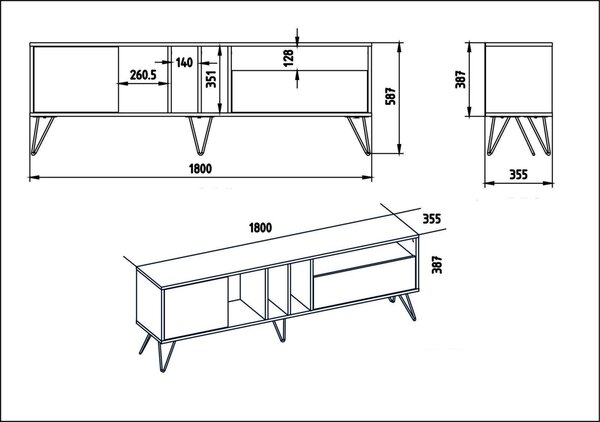 ТВ конзола Мистико Орех 180x58.7x35.5 см