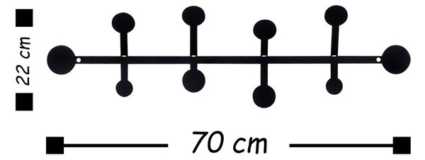 Метален закачалка Rod Черен 70x22 см