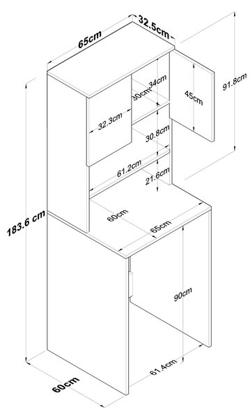 Шкаф за пералня KD101 Орех 65x183.6x60 см