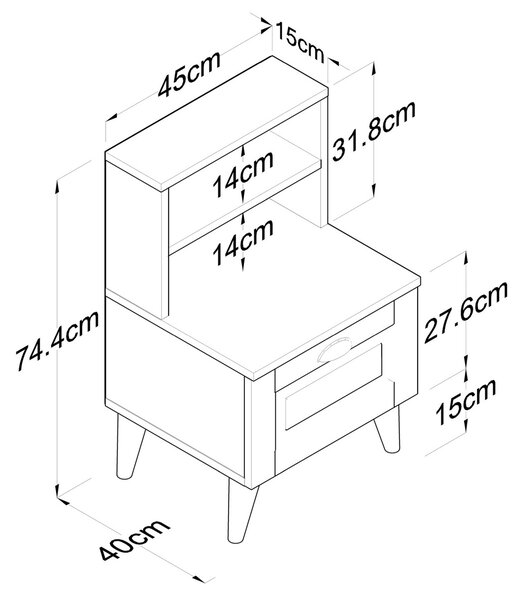 Нощно шкафче BD105 Бяло 45x74.4x40 см