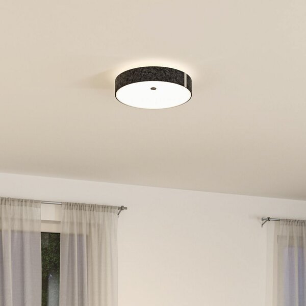 Paulmann Smart LED таванска лампа Malika антрацит Ø 40 cm филц, Затъмняване, Сив, Дневна/трапезария, Плат / текстил, Модерен, Кръгъл директен таван