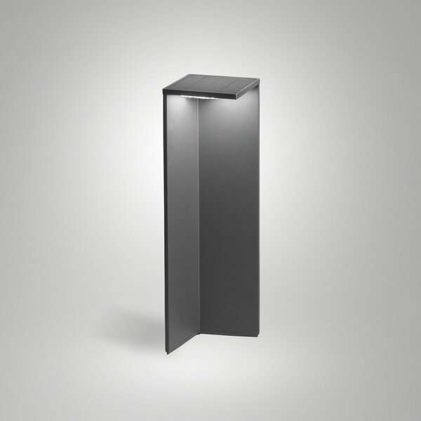 Fabas Luce LED слънчева улична лампа Fold, тъмно сива, датчик за движение, IP54, Черен, Алуминий, Модерен