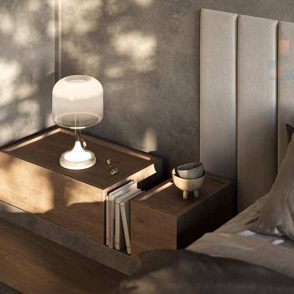 Maytoni LED настолна лампа Spirito, бяла, стъкло, височина 42 cm, Бял, Дневна/трапезария, Стъкло