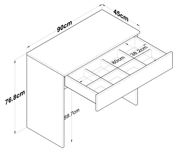 Тоалетна маса Bj104 Бяла 90x76.8x45 см
