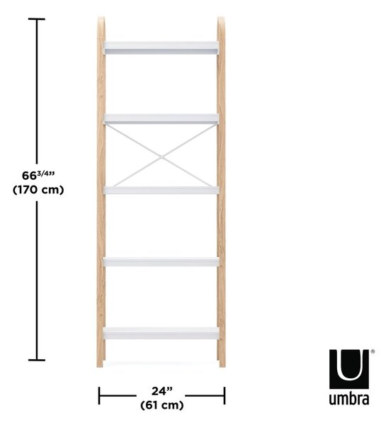 Бял естествен рафт в декор от екзотично дърво 61x170 cm Bellwood - Umbra