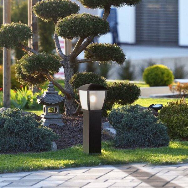 Searchlight Светлинен стълб Seattle, IP44, черен, височина 73 cm, метал, Затъмняване, Черен, Алуминий