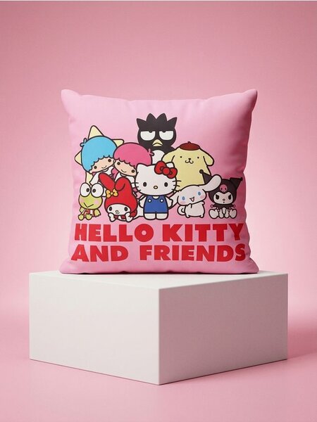 Sinsay - Калъфка за възглавница Hello Kitty and Friends - пастелнорозово