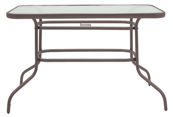 Външна маса Vallor от метал с кафяво стъкло 110x60x70см