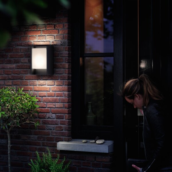 Philips LED лампа за външна стена Arbour UE, комплект от 2 броя, 2700 K, Черен, Алуминий, Модерен