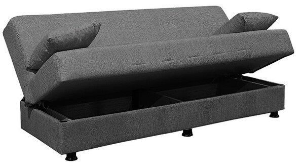 Разтегателен диван за 3 места Ромина от текстил сив 190x90x80см