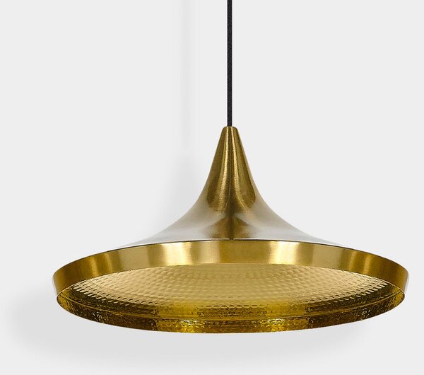 Tom Dixon LED висяща лампа Beat Wide, бяла, Ø 36 cm, месинг, Затъмняване, Бял, Дневна/трапезария, Месинг, Дизайн