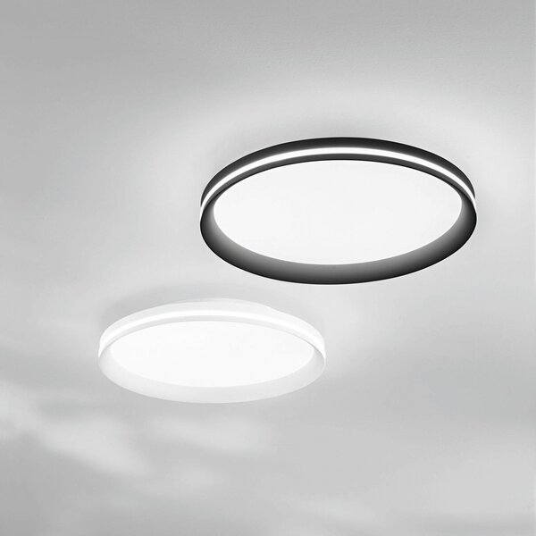 Fabas Luce LED таванна лампа Isy, черна, Ø 45 cm, метал, CCT, с димер, Затъмняване, Черен, Дневна/трапезария, Метал, Модерен