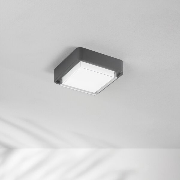 Fabas Luce LED външен тавански осветител Diuk, тъмно сив, метал, IP65, Черен, Алуминий, Модерен