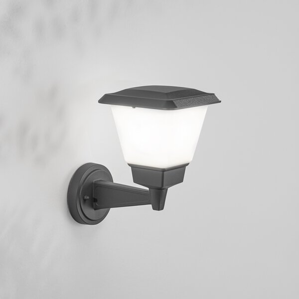 Fabas Luce Външна лампа за стена Lena, тъмно сива, метал, E27, 27 cm, IP54, Затъмняване, Черен, Алуминий, Модерен