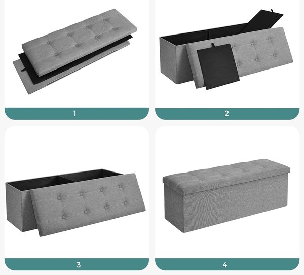 Пейка с място за съхранение Otoman Songmics Светлосива 110x38x38 см