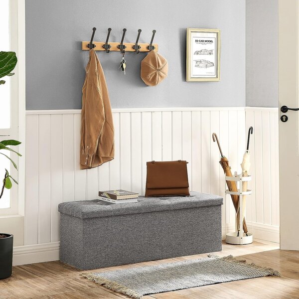 Пейка с място за съхранение Otoman Songmics Светлосива 110x38x38 см