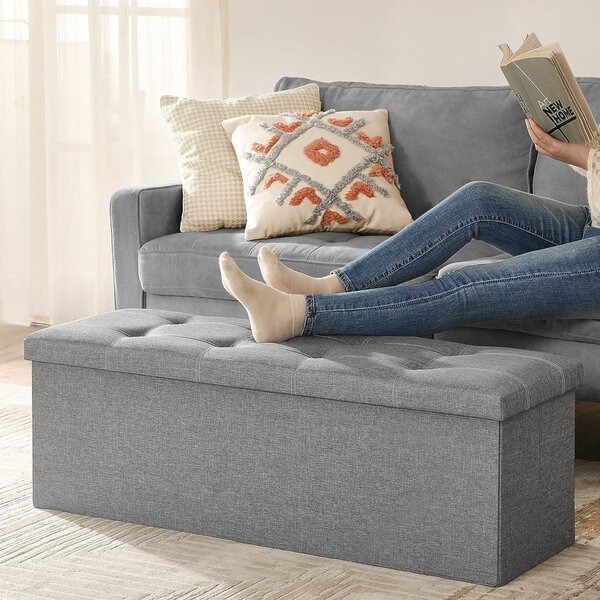 Пейка с място за съхранение Otoman Songmics Светлосива 110x38x38 см