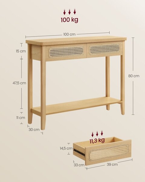 Конзола Vasagle Бежова 100x30x80 см