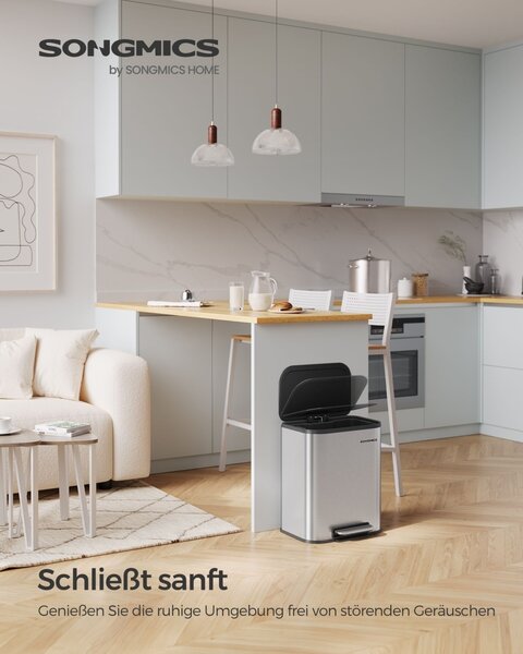 Кош за боклук Songmics Сив 36.6x30x42.5 см