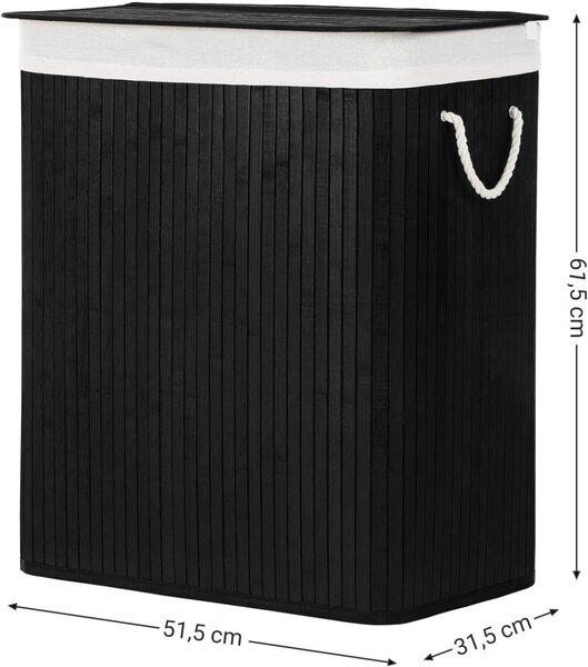 Кош за пране Songmics Черен 51.5x31.5x61.5 см