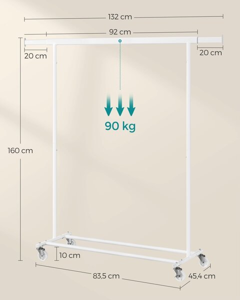 Закачалка на колелца Songmics бяла 134x45.4x160 см