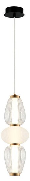 Viokef LED висяща лампа Shiny, Ø 16 cm, прозрачна/бяла, стъкло, Прозрачен, Дневна/трапезария, Стъкло, Модерен