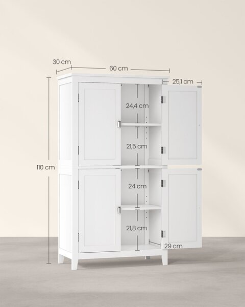 Шкаф за баня Vasagle бял 60x30x110 см
