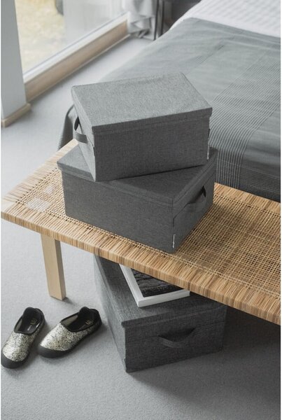 Сива текстилна кутия за съхранение с капак 35x19x26 cm Soft Storage – Bigso Box of Sweden