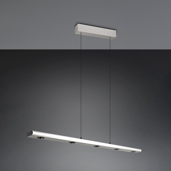Trio Lighting LED висяща лампа Graham, никел, метал, нагоре/надолу, CCT, димер, Затъмняване, Металик, Дневна/трапезария, Метал, Модерен