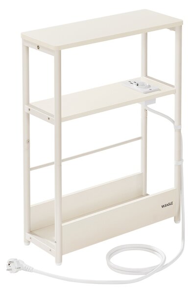 Странична масичка с контакт Vasagle Бяла 45x18x58 см