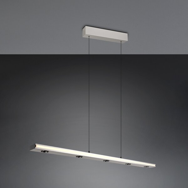 Trio Lighting LED висяща лампа Graham, никел, метал, нагоре/надолу, CCT, димер, Затъмняване, Металик, Дневна/трапезария, Метал, Модерен