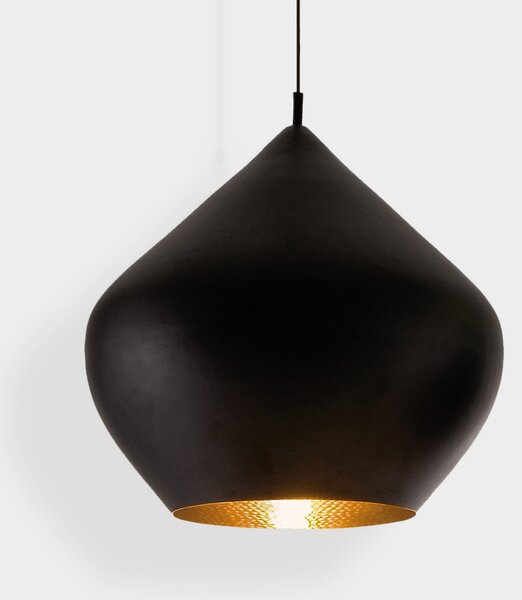 Tom Dixon LED висяща лампа Beat Stout, черна, Ø 52 cm, Затъмняване, Черен, Дневна/трапезария, Месинг, Дизайн