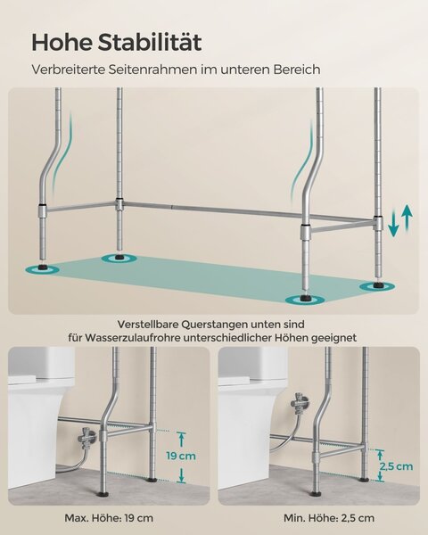 Рафт за баня WC Songmics Сив 83x30x179 см