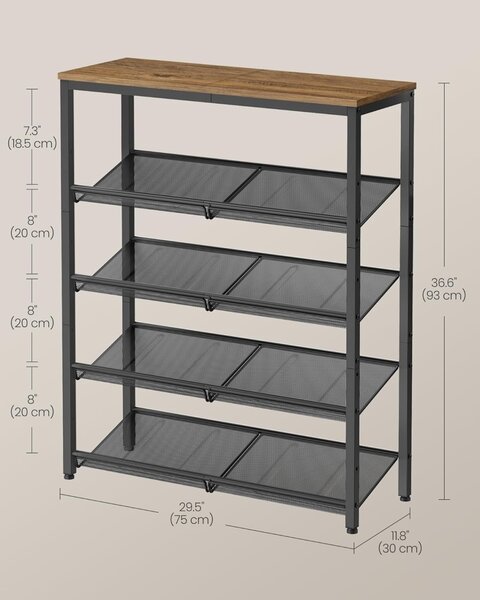 Шкаф за обувки Vasagle Кафяв 75x28x93 см