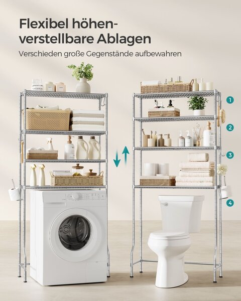 Рафт за баня WC Songmics Сив 83x30x179 см