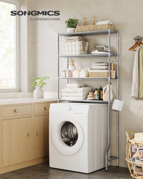 Рафт за баня WC Songmics Сив 83x30x179 см