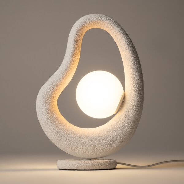 Maytoni LED настолна лампа Opus, бяла, метал/стъкло, височина 38 cm, Бял, спалня, Метал