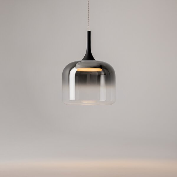 Maytoni LED висяща лампа Spirito, пушено сиво, стъкло, Ø 26 cm, Сив, Дневна/трапезария, Стъкло