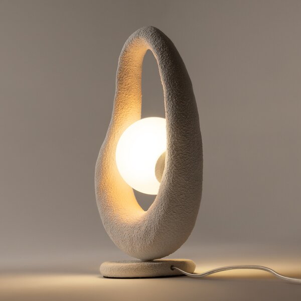 Maytoni LED настолна лампа Opus, бяла, метал/стъкло, височина 38 cm, Бял, спалня, Метал