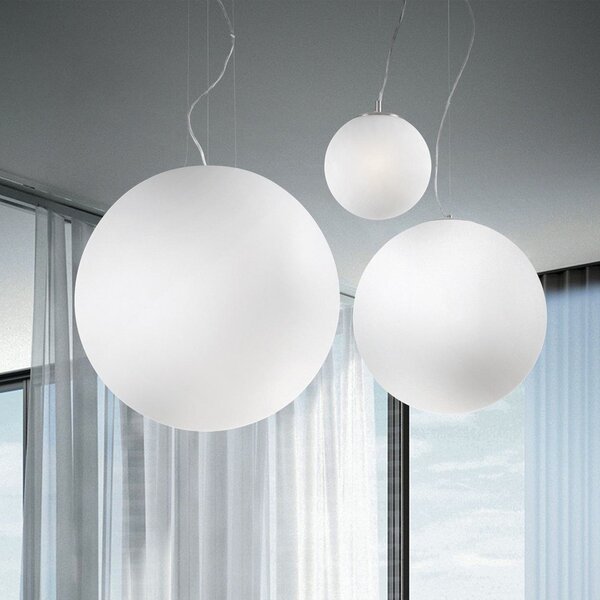 IDEAL LUX Ideal Lux висяща лампа Mapa, Ø 20 cm, опалово стъкло, сферична, Затъмняване, Бял, Дневна/трапезария, Стъкло, Модерен, Глобус