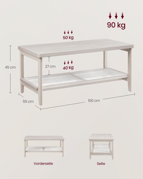 Масичка за кафе Vasagle Бежова 100x55x45 см