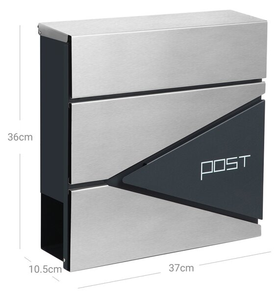 Пощенска кутия Songmics сива 37x10.5x37 см