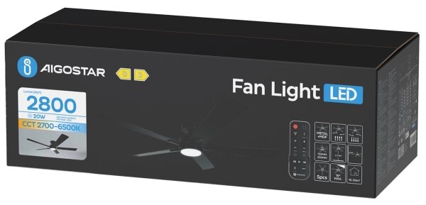 Aigostar-LED Димируем таванен вентилатор LED/20W/230V 2700-6500K 132 см + д.у. кафяв