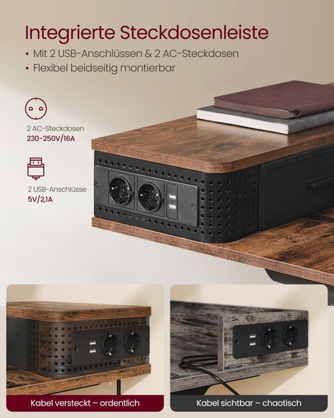 Бюро с регулируема височина Vasagle Бяло 120x60x131.5 см
