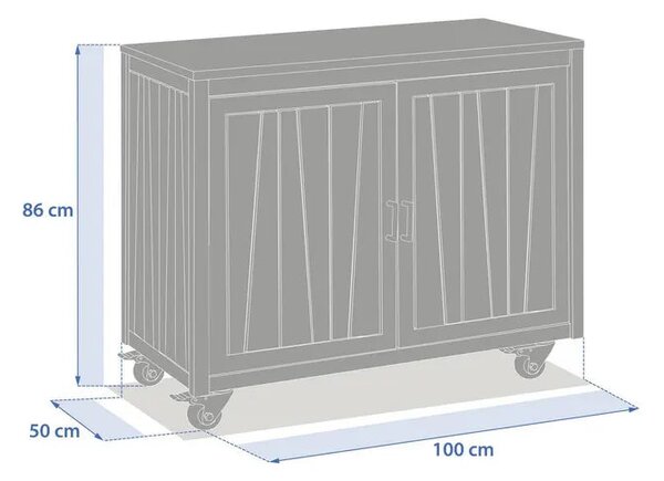 Модул с 2 врати за външна кухня Hesperide Magma, Акация и алуминий, 100x50x86 cm