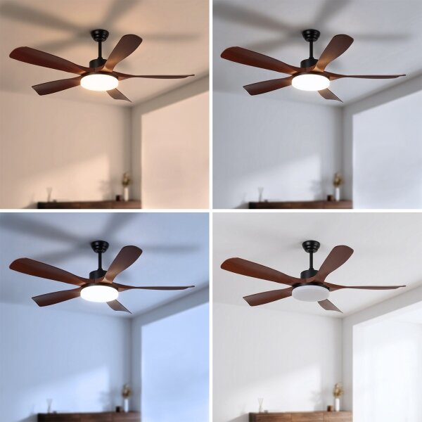 BRILAGI - Димируем таванен вентилатор LED/34W/230V 132 cm черен/кафяв +дистанционно управление